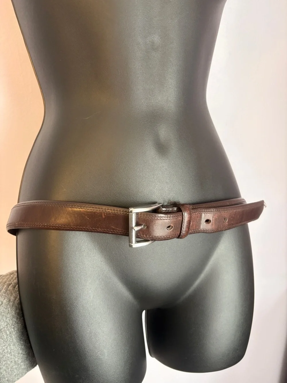 Coach Brown Leather Belt with Silver Metal Buckle